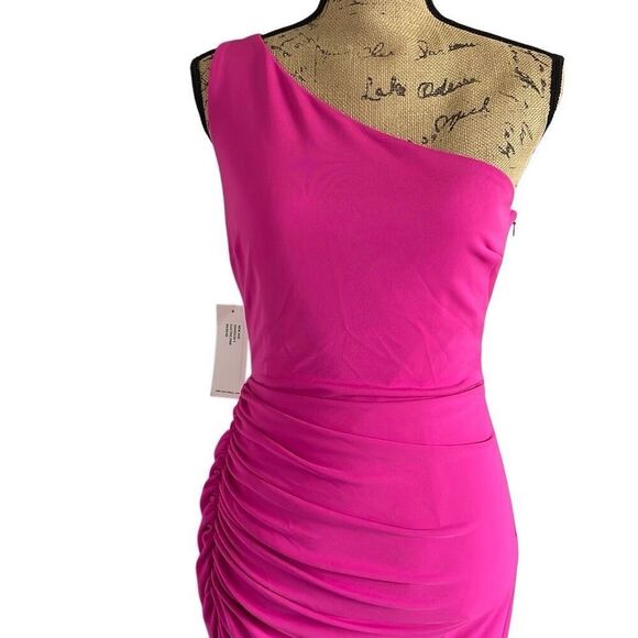 NWT Katie May + Revolve Electric Pink New Age One Shoulder BodyCon Dress - Size - Picture 7 of 10